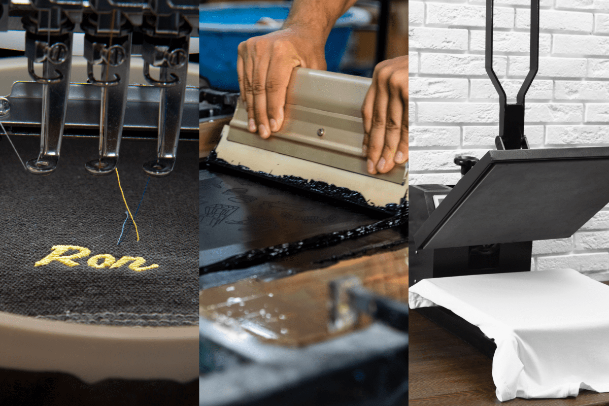 screen printing vs heat press vs embroidery